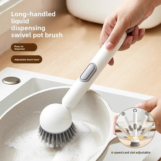 Rotating Soap-Dispensing Pot Brush