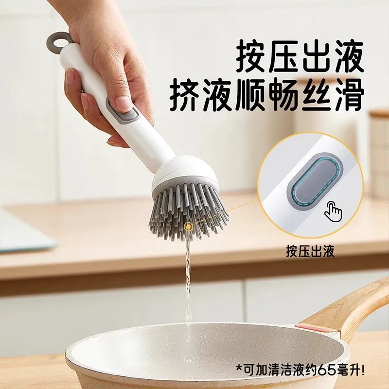 Rotating Soap-Dispensing Pot Brush